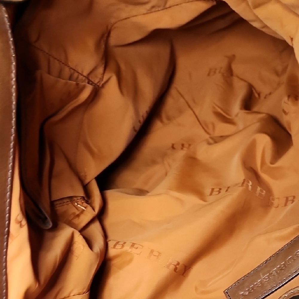 Burberry Brown and Orange Plaid Tote - Picture 7 of 7